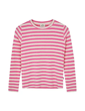 5x5 Classic Stripe Talika Top, Carmine Rose/ Vanilla Ice