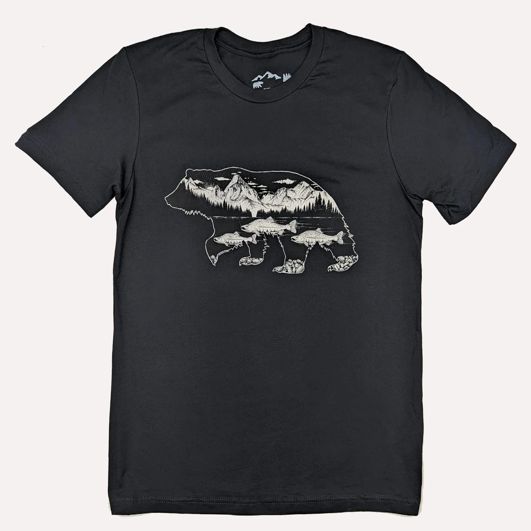 Adult Unisex Salmon Bear Graphic Tee