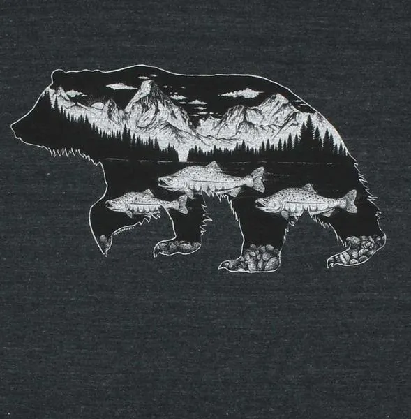 Adult Unisex Salmon Bear Graphic Tee