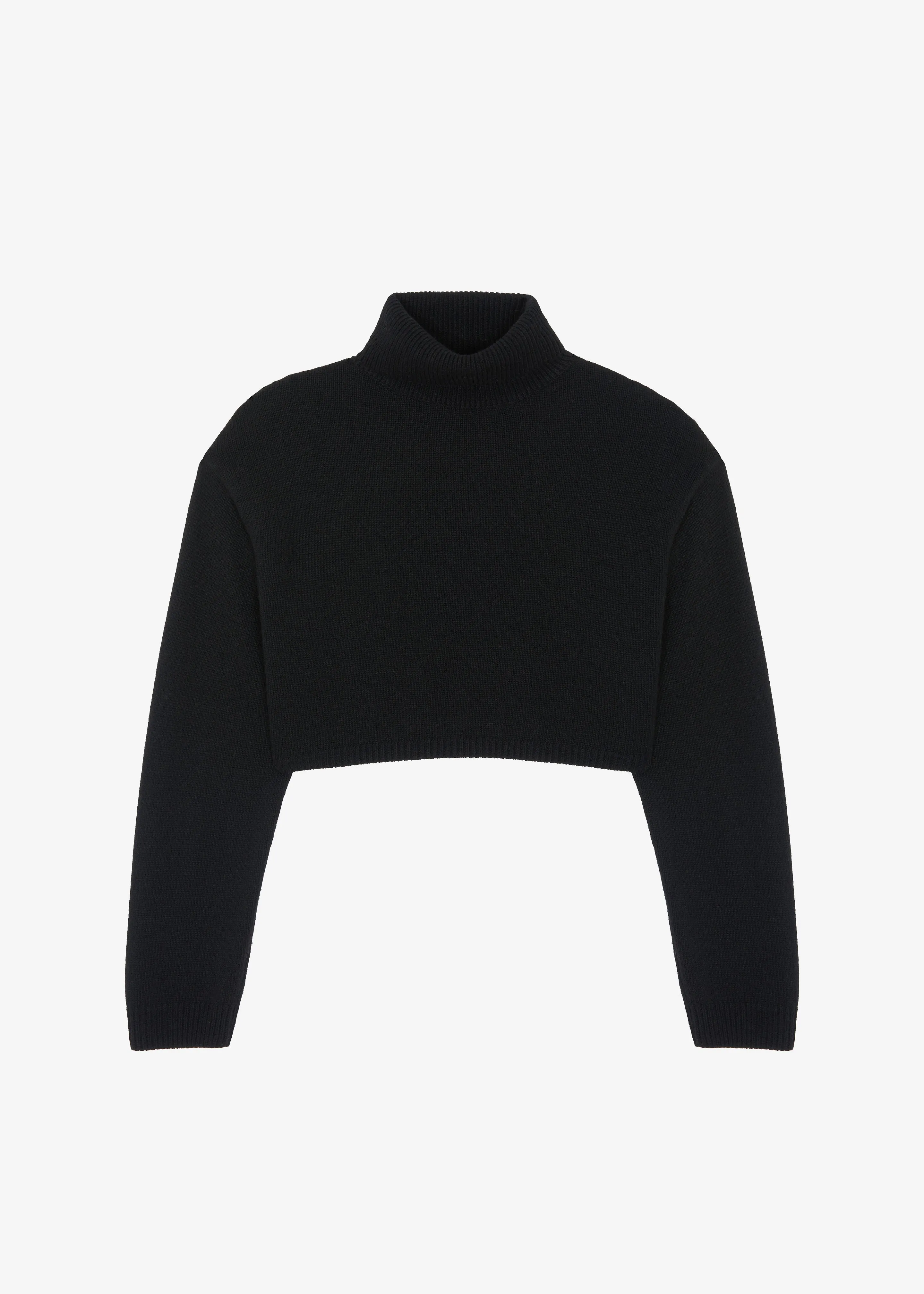 Athina Cropped Turtleneck Sweater - Black