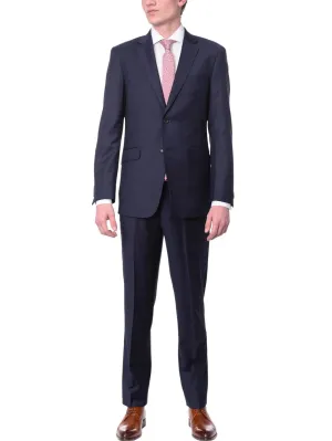 Avivi Collection 2 Button Slim Fit Wool Suit - Navy