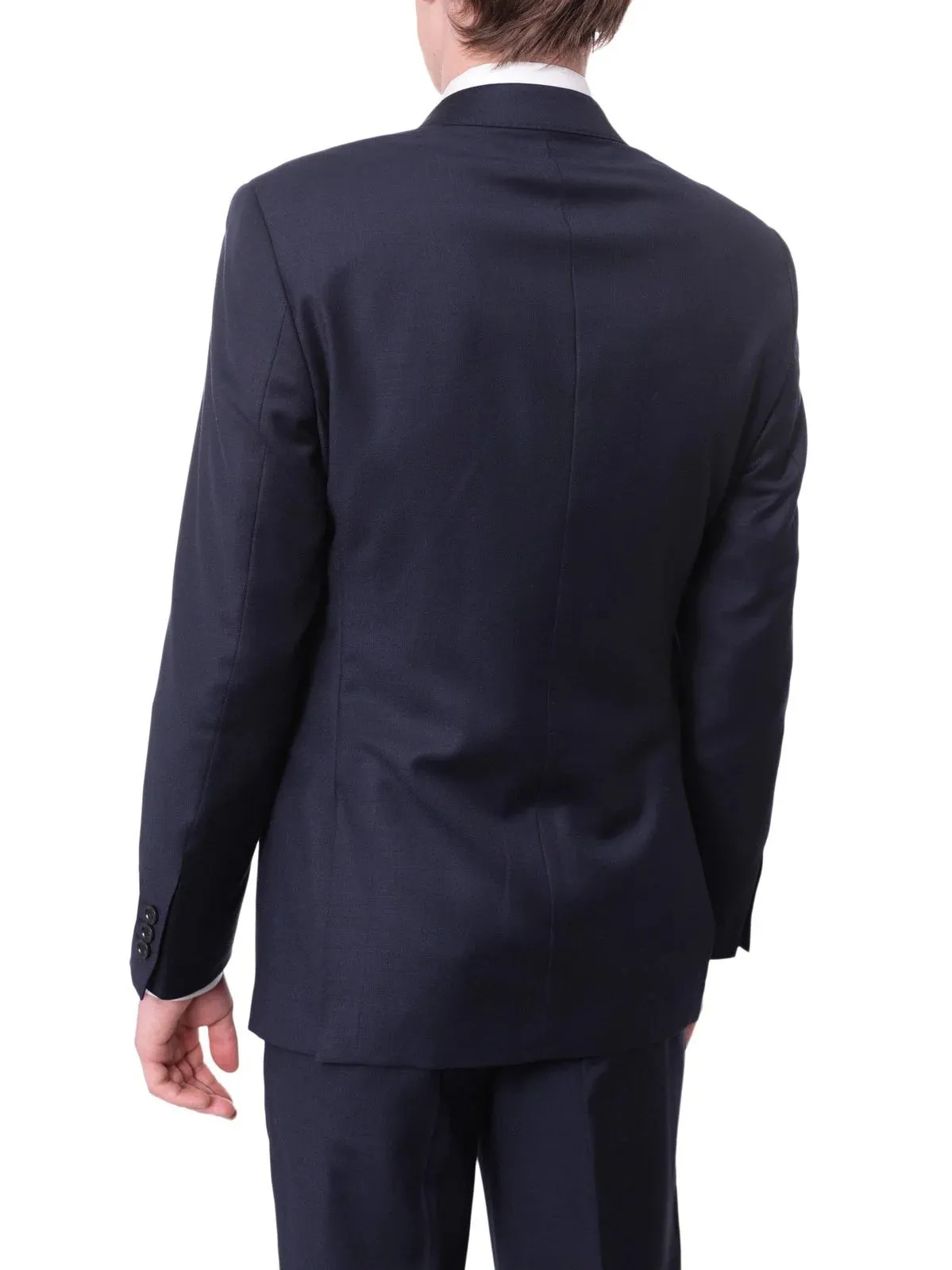 Avivi Collection 2 Button Slim Fit Wool Suit - Navy