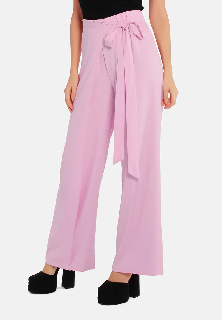 Belted Tie Wide Leg Pants