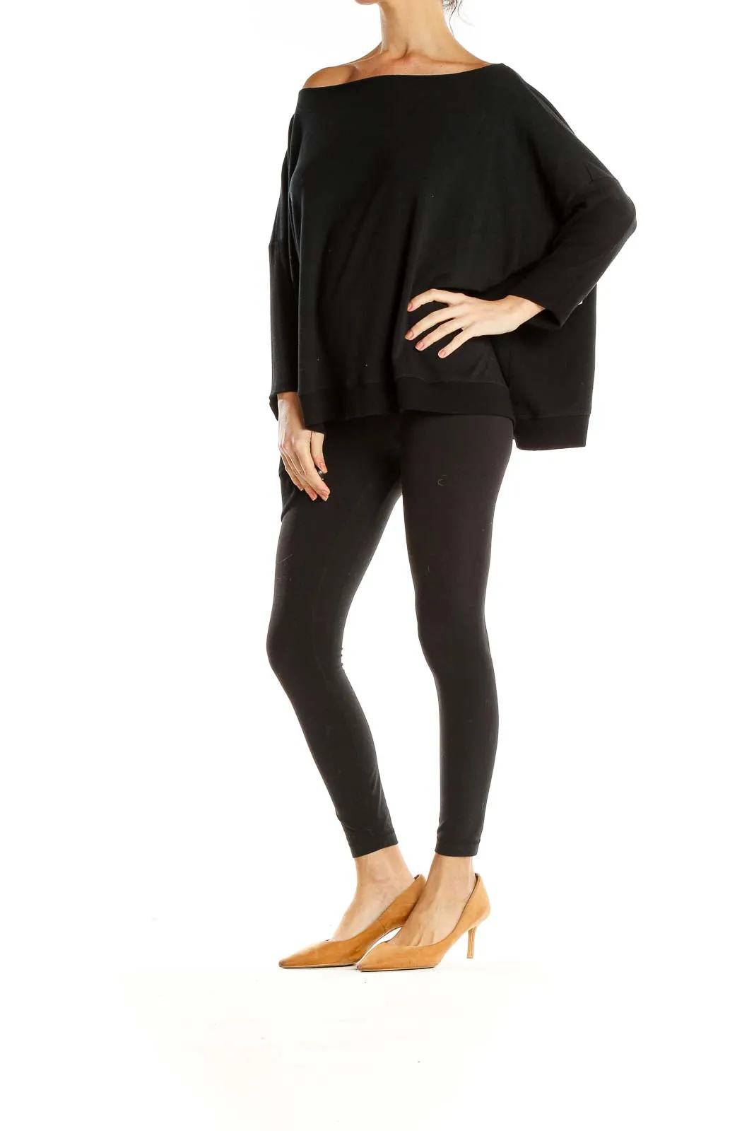 Black Boatneck Chic Blouse