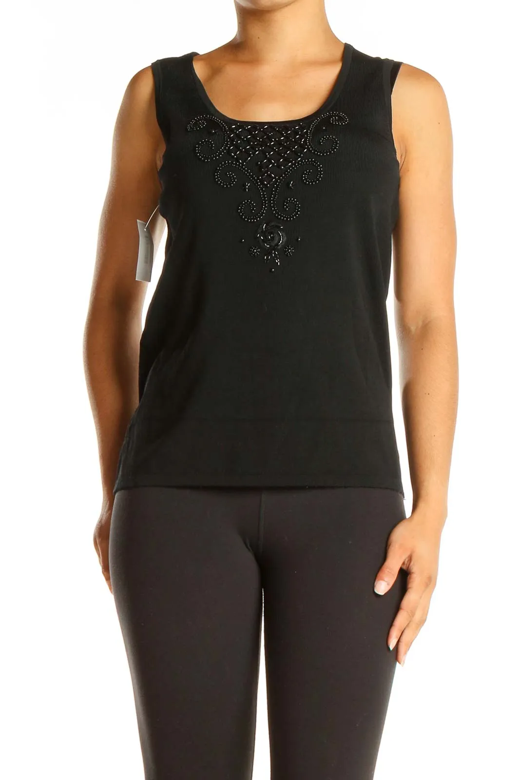 Black Sequin Chic Tank Top