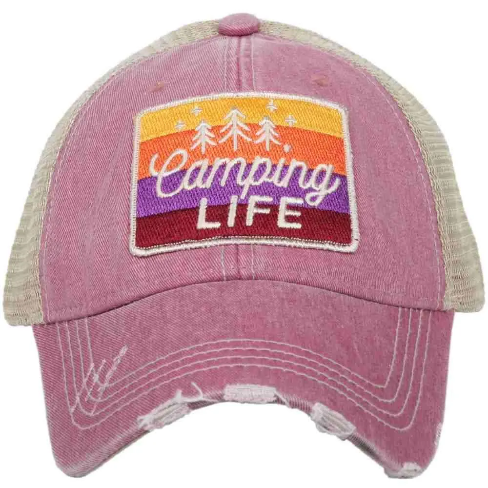 Camping life Tshirts Hats Purple peach gray green brown S - XXL Camp shirts Unisex