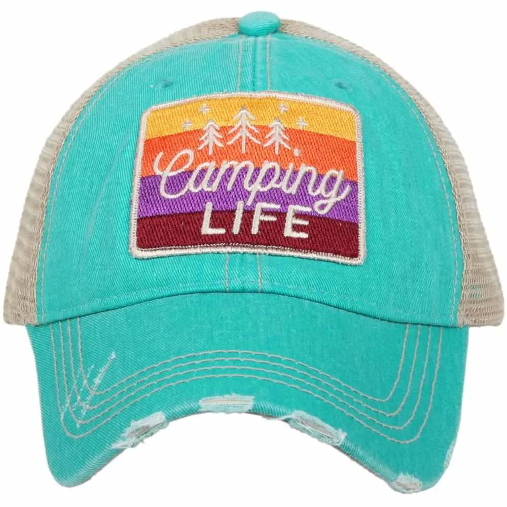 Camping life Tshirts Hats Purple peach gray green brown S - XXL Camp shirts Unisex