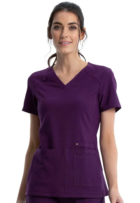 Cherokee iFLEX Women's V-Neck Knit Panel Scrub Top CK605