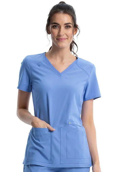 Cherokee iFLEX Women's V-Neck Knit Panel Scrub Top CK605