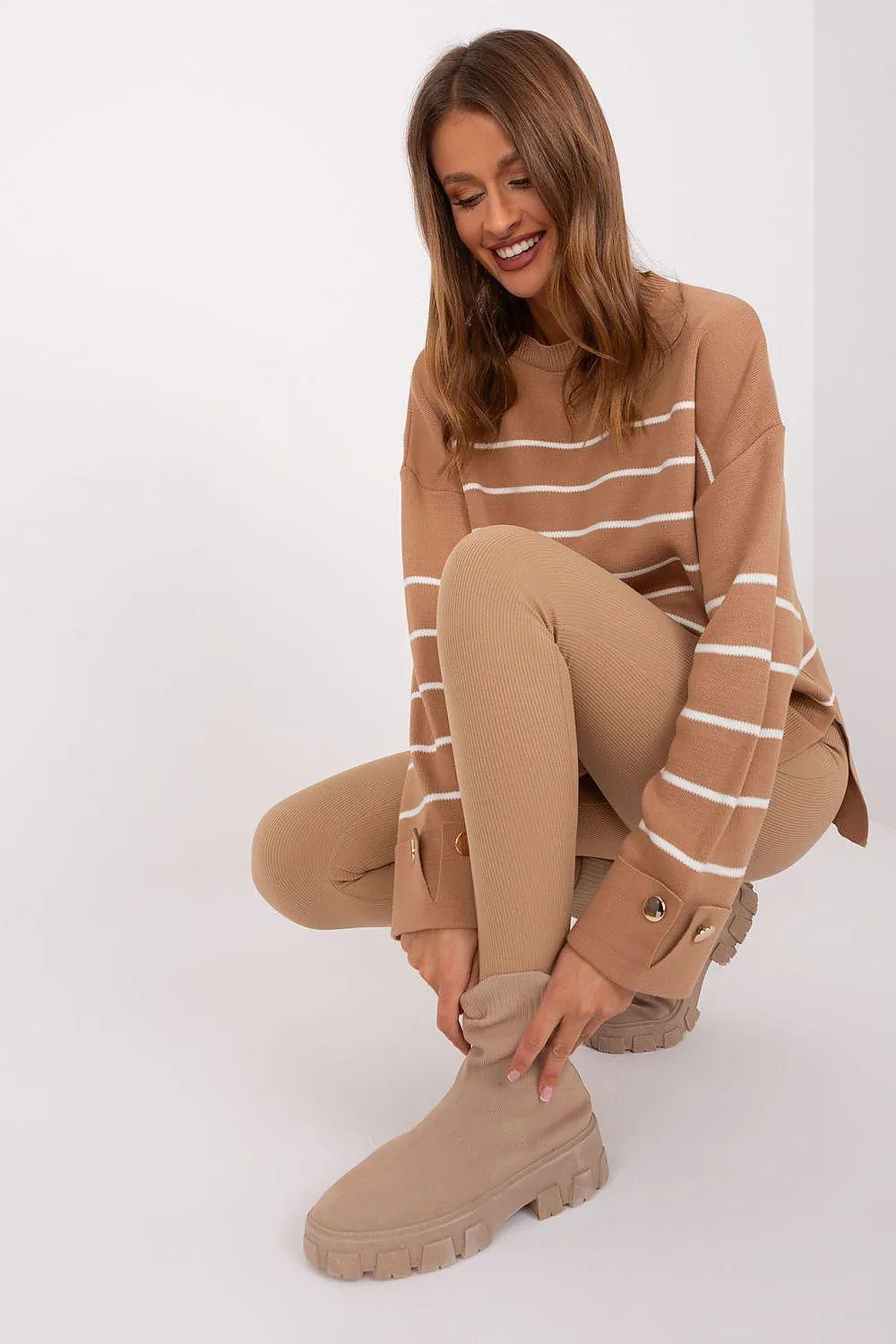 Chic Striped Button-Up Sweater for Effortless Elegance