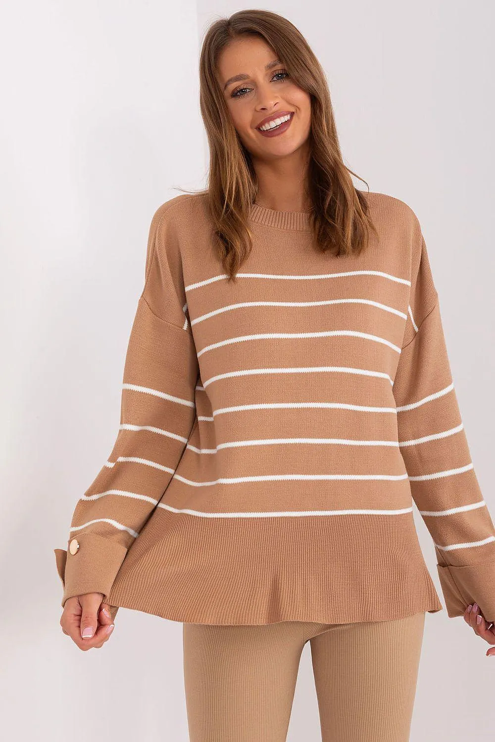 Chic Striped Button-Up Sweater for Effortless Elegance