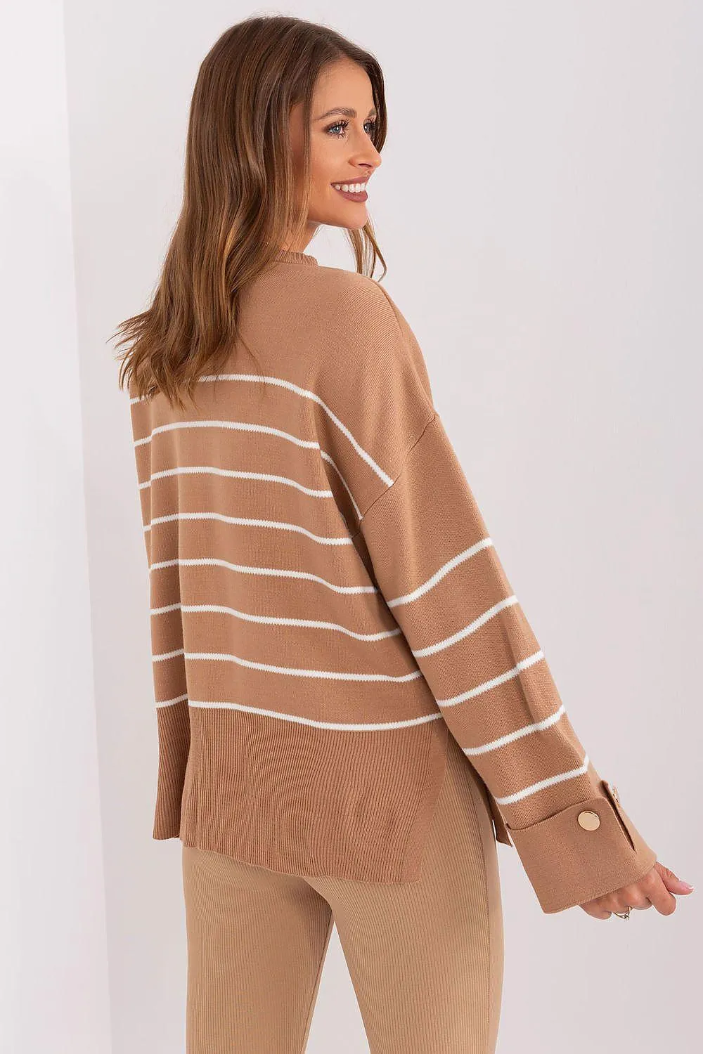 Chic Striped Button-Up Sweater for Effortless Elegance