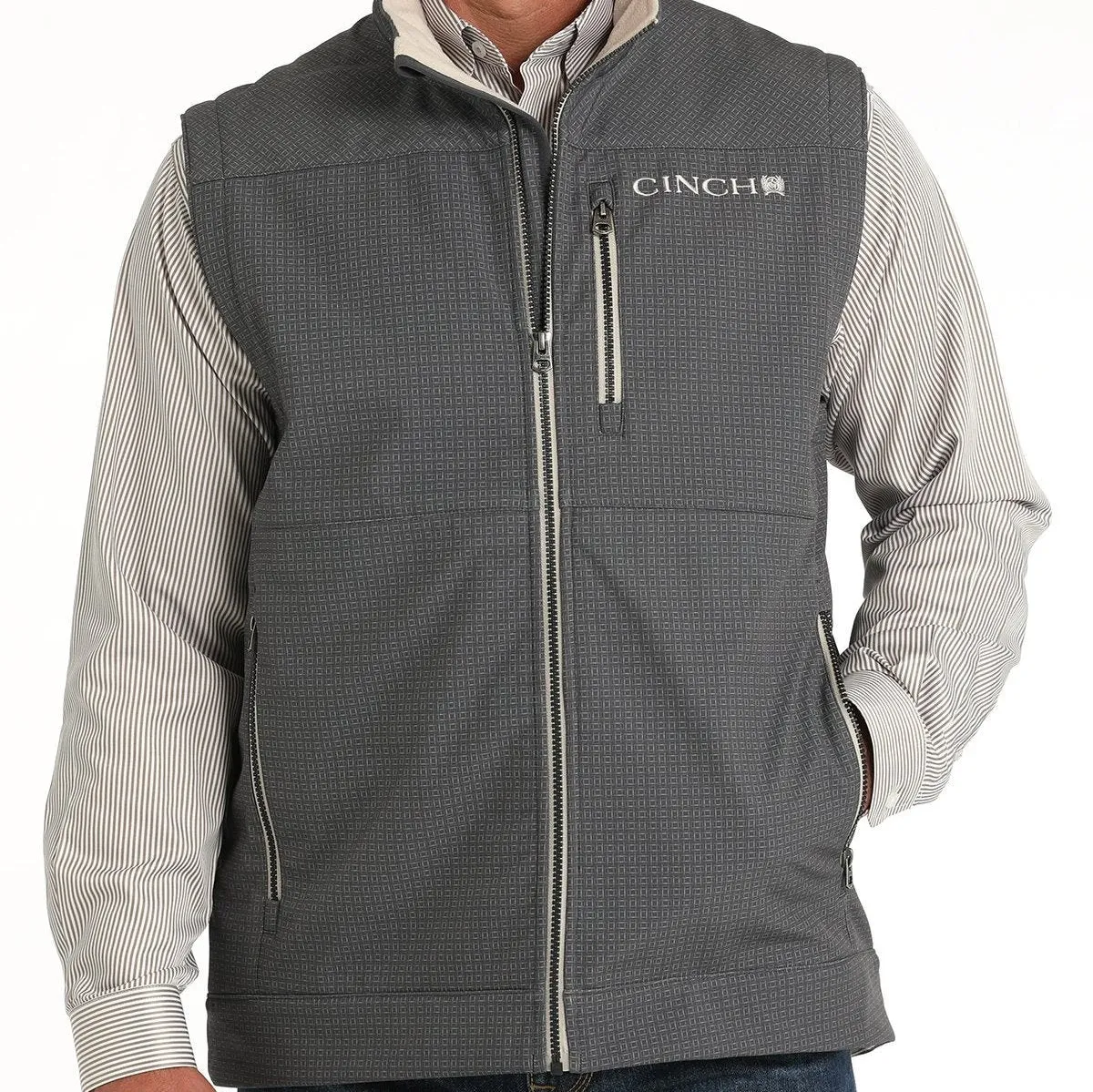 Cinch Men's Geometric Concealed Carry Bonded Vest in Gray