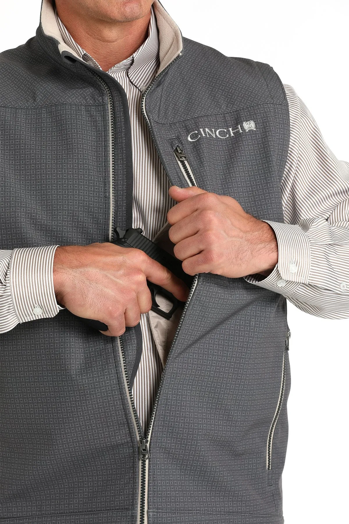 Cinch Men's Geometric Concealed Carry Bonded Vest in Gray