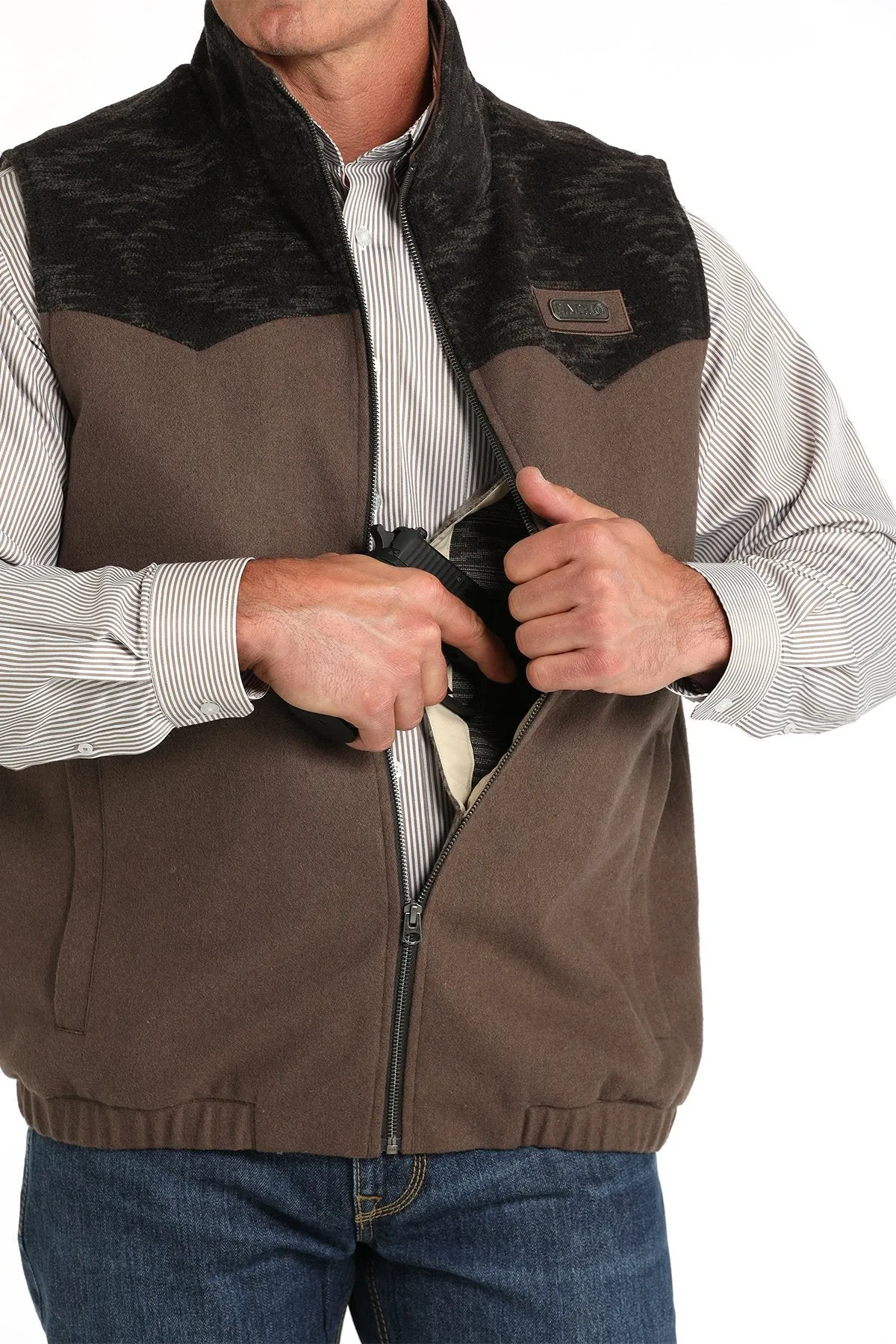 Cinch Men's Wooly Southwest Concealed Carry Western Vest in Brown