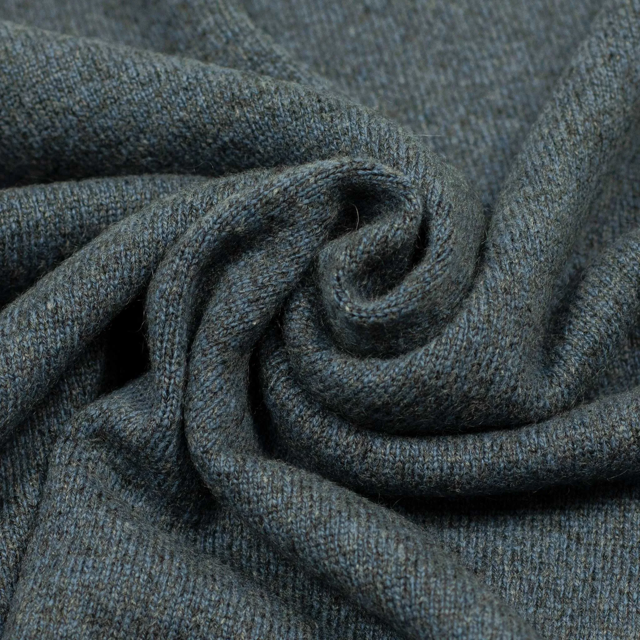 Crewneck sweater in blue melange cashmere