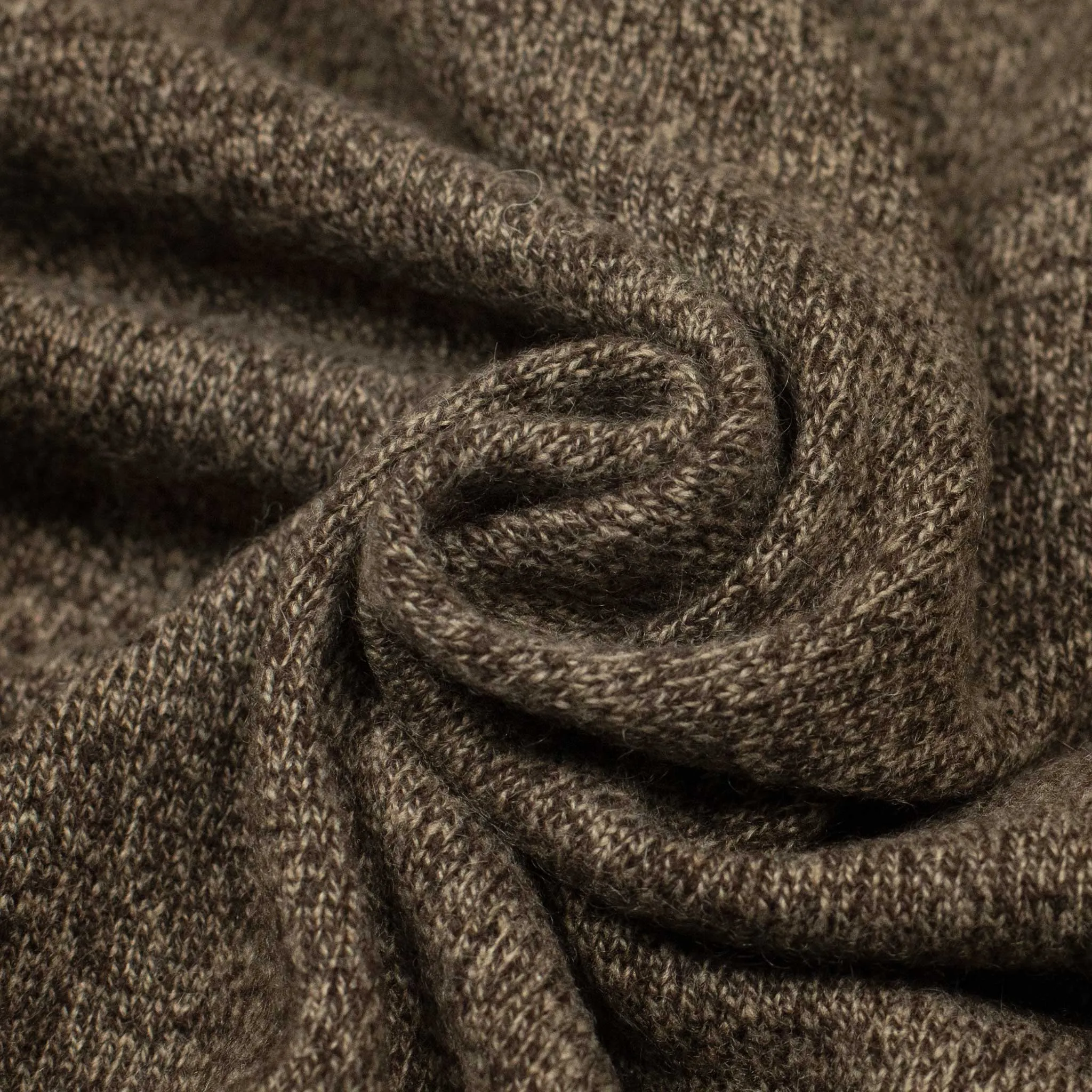 Crewneck sweater in brown melange cashmere