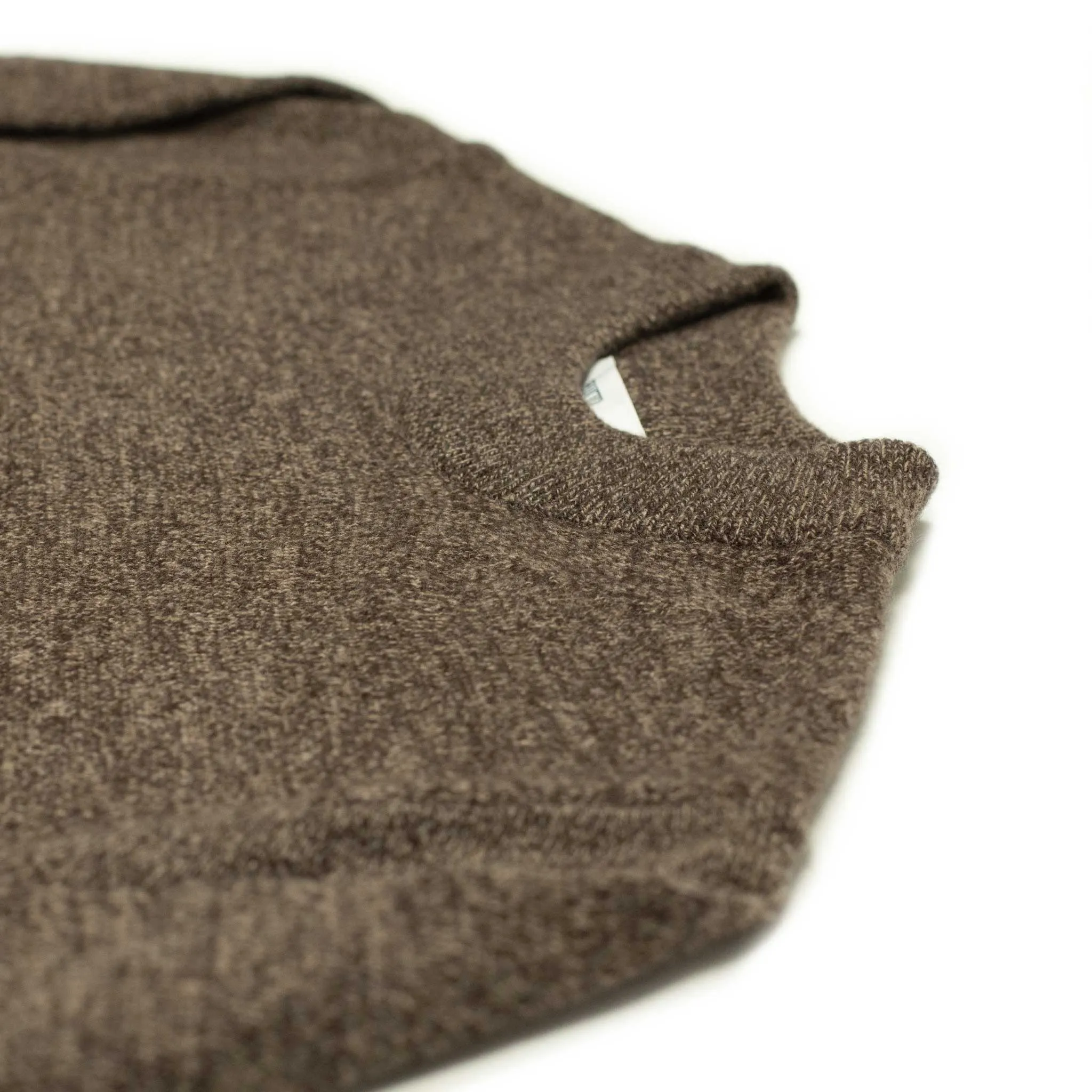 Crewneck sweater in brown melange cashmere