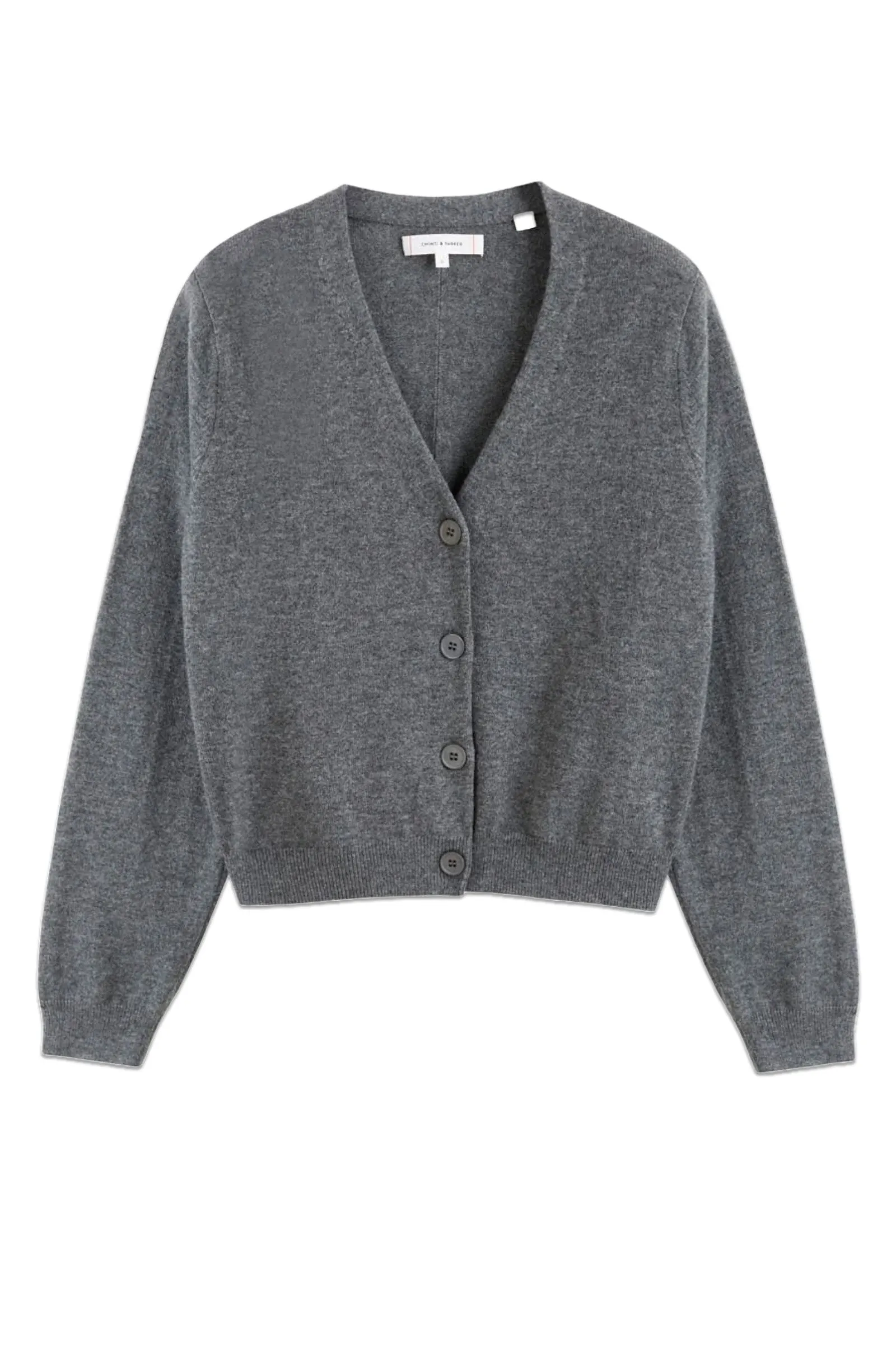 Dark-Grey Wool-Cashmere Cropped Cardigan