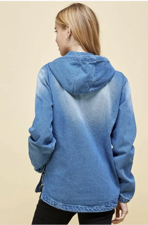 Denim Hoodie - Medium Wash - #7982-7986