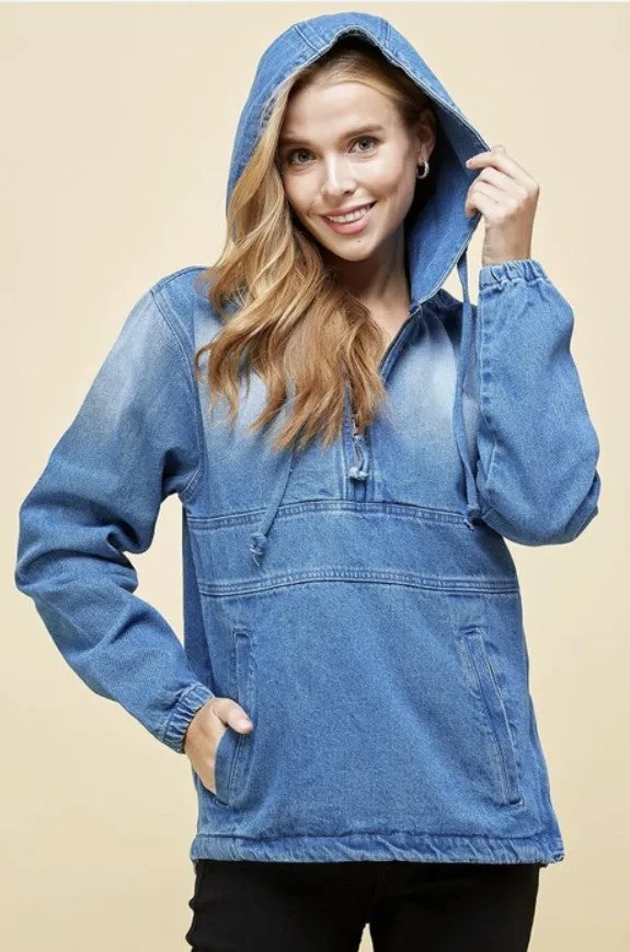 Denim Hoodie - Medium Wash - #7982-7986