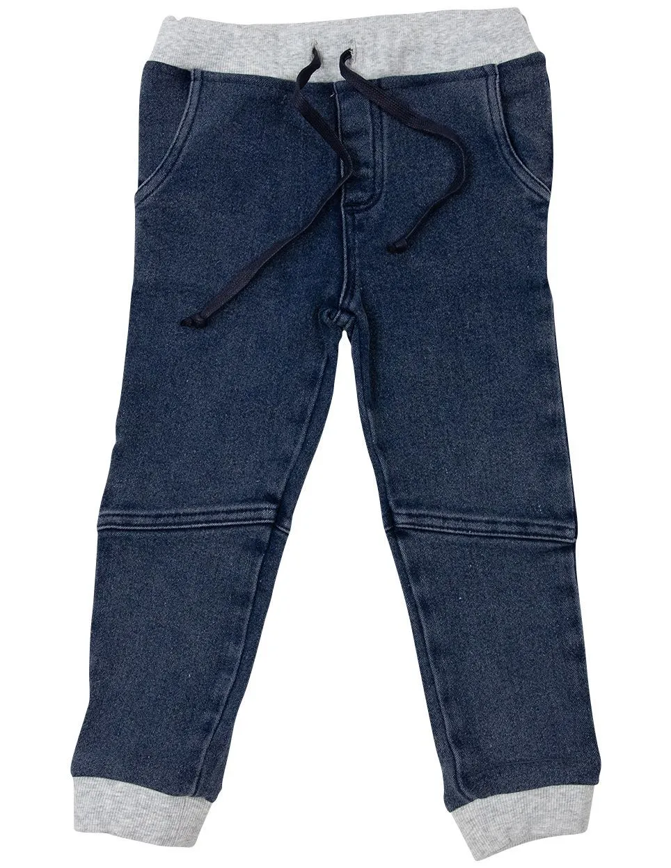 Elastic Waist Denim Jean with Drawstring Mid Wash