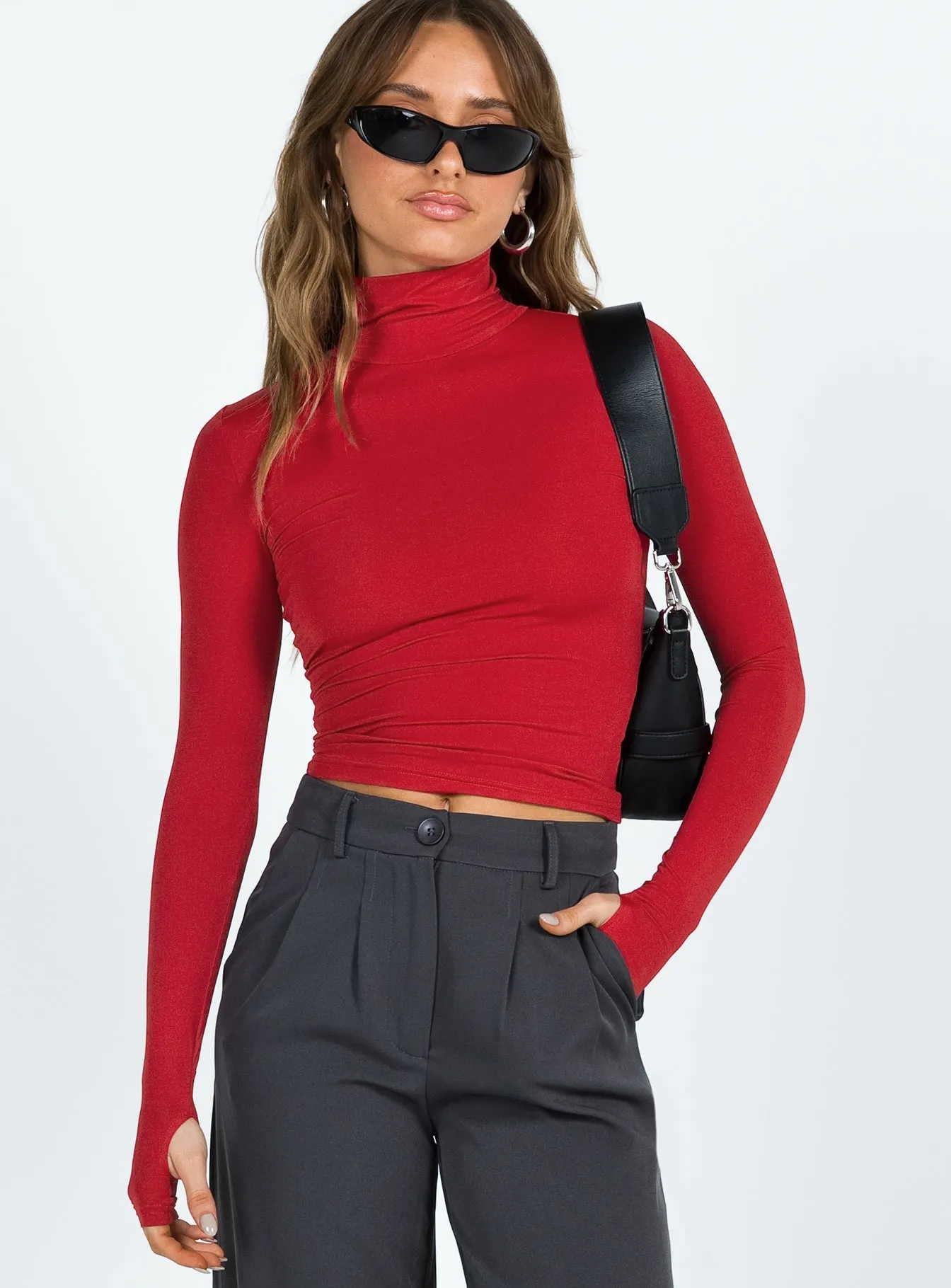 Elysium Long Sleeve Turtleneck Top Red