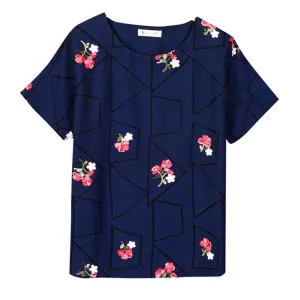 Embroidery Geometric & Floral Tees