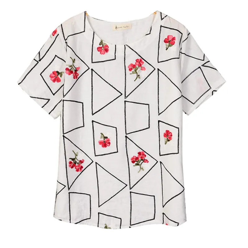 Embroidery Geometric & Floral Tees