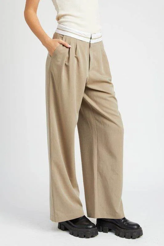 Emory Park | Reverse Waist Band Tailored Pants