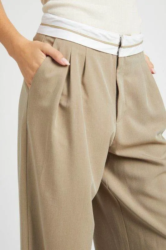 Emory Park | Reverse Waist Band Tailored Pants