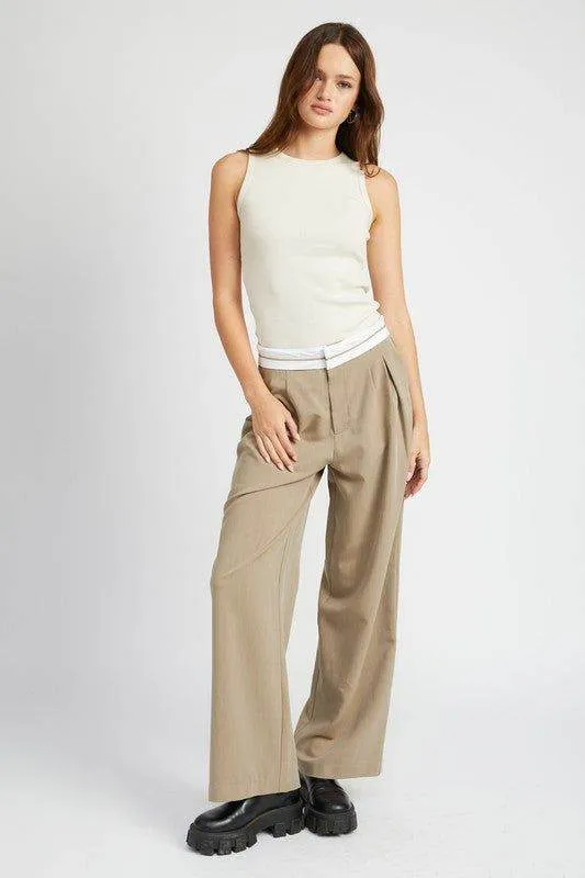 Emory Park | Reverse Waist Band Tailored Pants