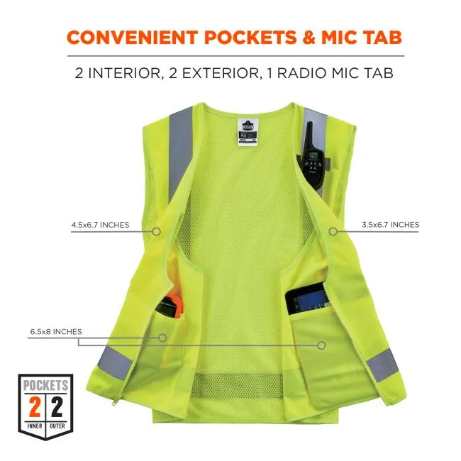 Ergodyne GloWear 8249Z Type R Class 2 Economy Hi-Vis Surveyors Vest - Lime