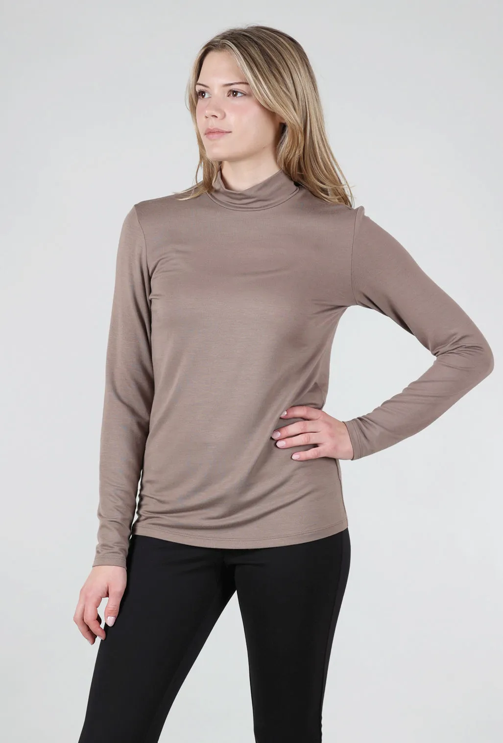 Essential Jersey Mock Neck, Beige