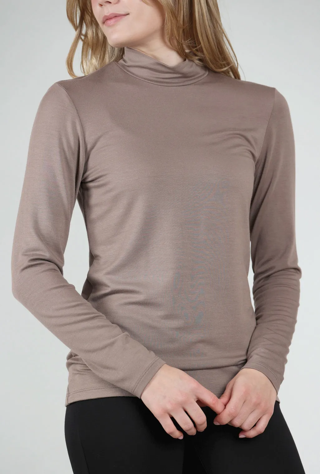 Essential Jersey Mock Neck, Beige