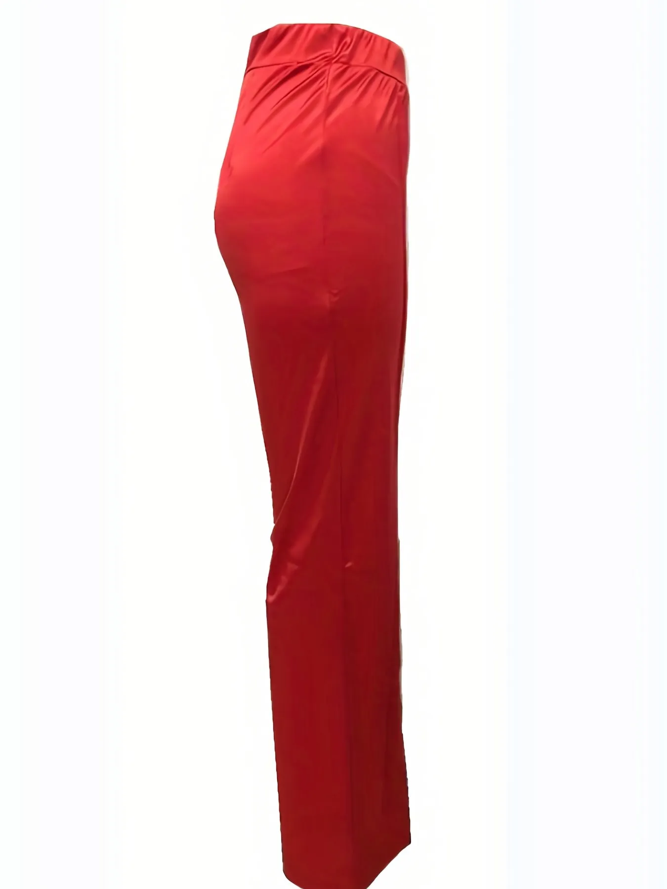 Flared Leg  Color Casual Elastic Waist Pants