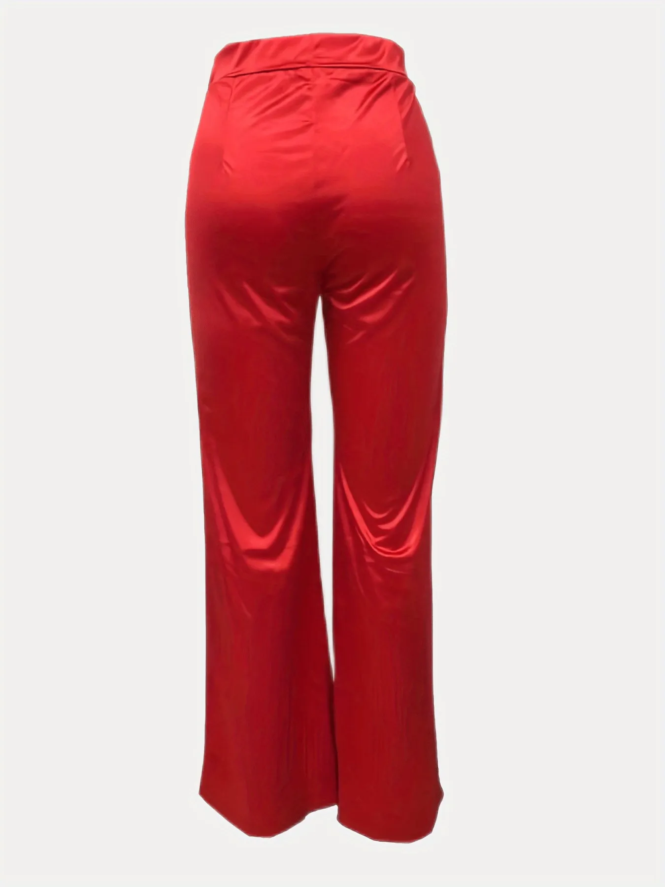 Flared Leg  Color Casual Elastic Waist Pants