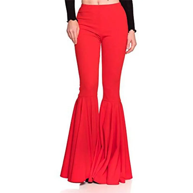 HIGH RUFFLED FITTED FLARE PANTS