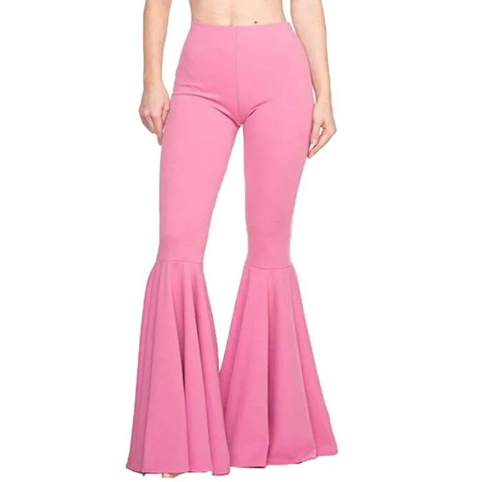 HIGH RUFFLED FITTED FLARE PANTS