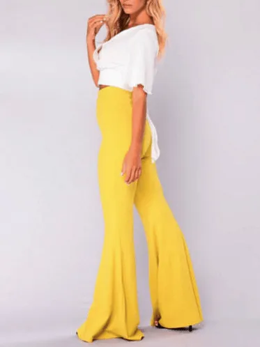 HIGH RUFFLED FITTED FLARE PANTS