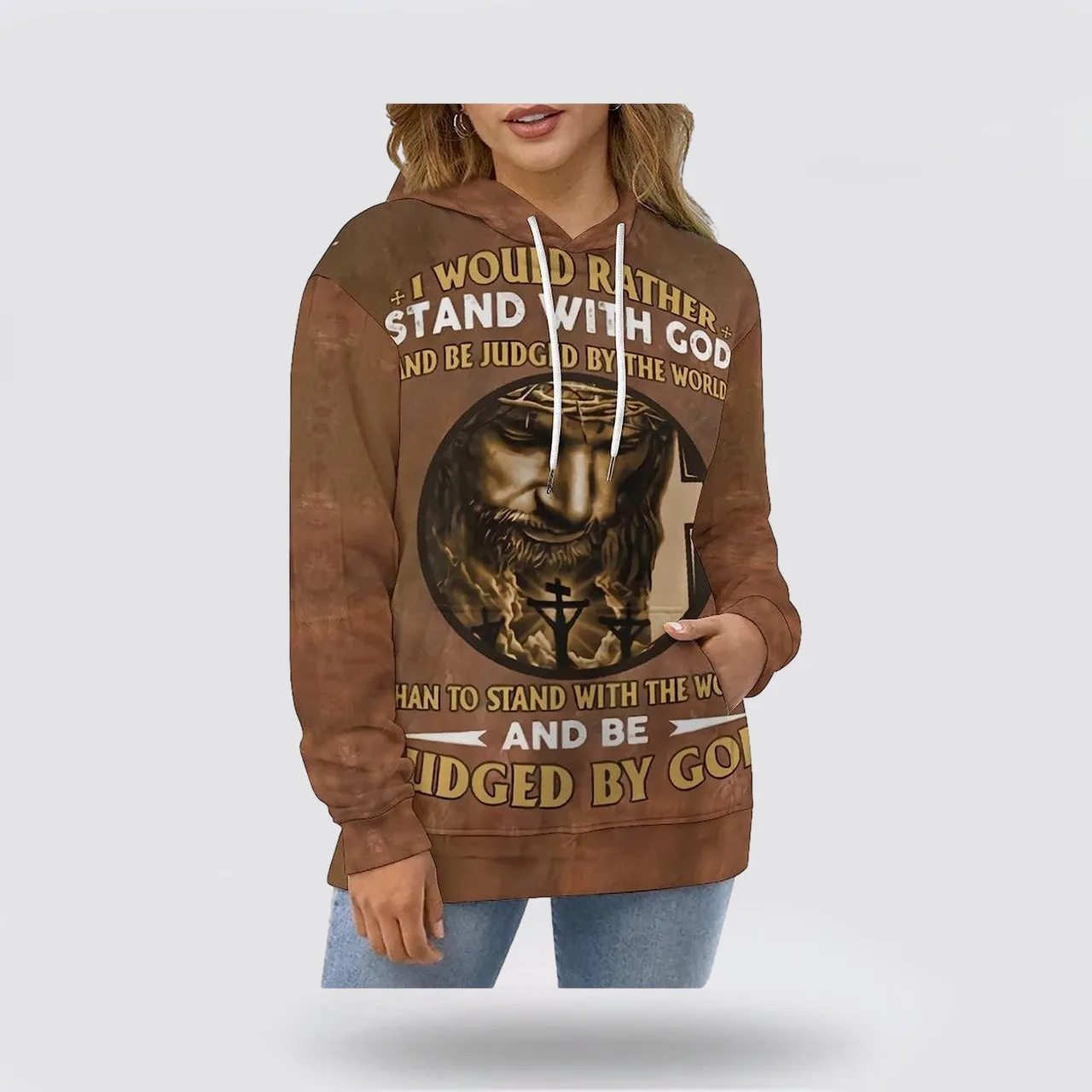 Jesus I Would Rather Stand With God 3d Hoodies For Women Men - Christian Apparel Hoodies