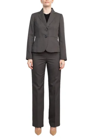 Le Suit Notched Collar 2 Button Jacket with Button Hook Zipper Closure Pants (Two Piece Set)