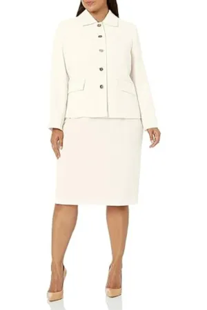 Le Suit Plus Size Jacket and Skirt Suit