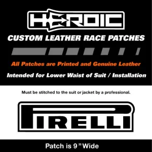 Leather Printed Patches - PIRELLI Lower Back 9in - Black