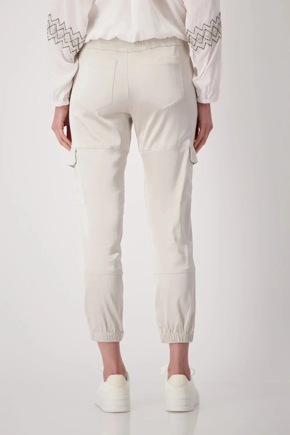 monari Cargo Jogger Satin Pants - Light sand