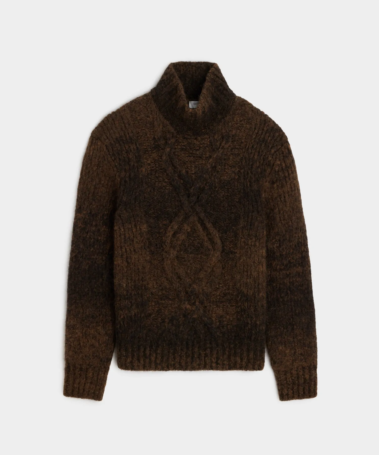 Ombre Cable Knit Turtleneck Sweater in Umber