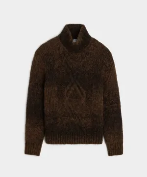 Ombre Cable Knit Turtleneck Sweater in Umber