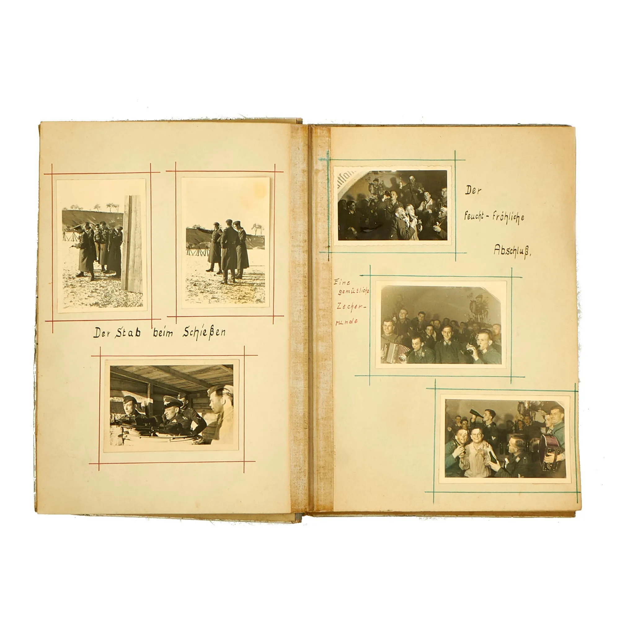 Original German WWII Luftwaffe Metal Reinforced Personal Photo Album with Captions, Dates & Drawings - 160 Pictures