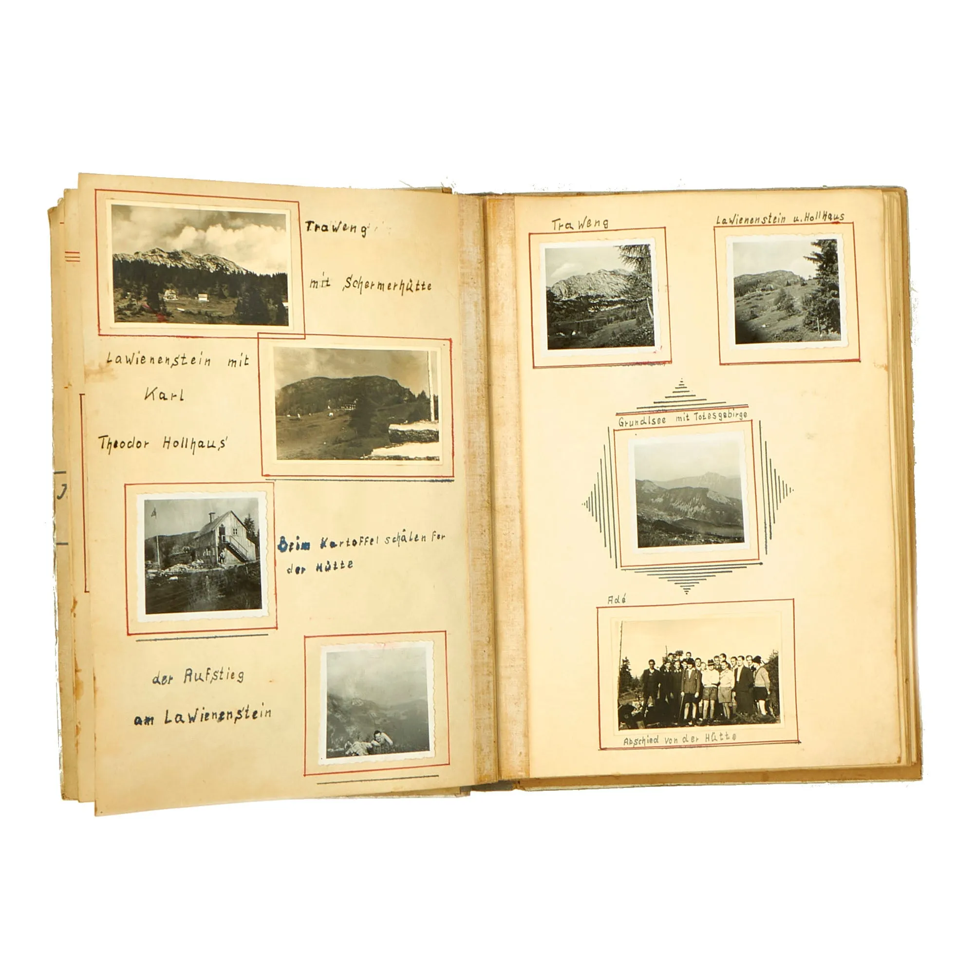 Original German WWII Luftwaffe Metal Reinforced Personal Photo Album with Captions, Dates & Drawings - 160 Pictures