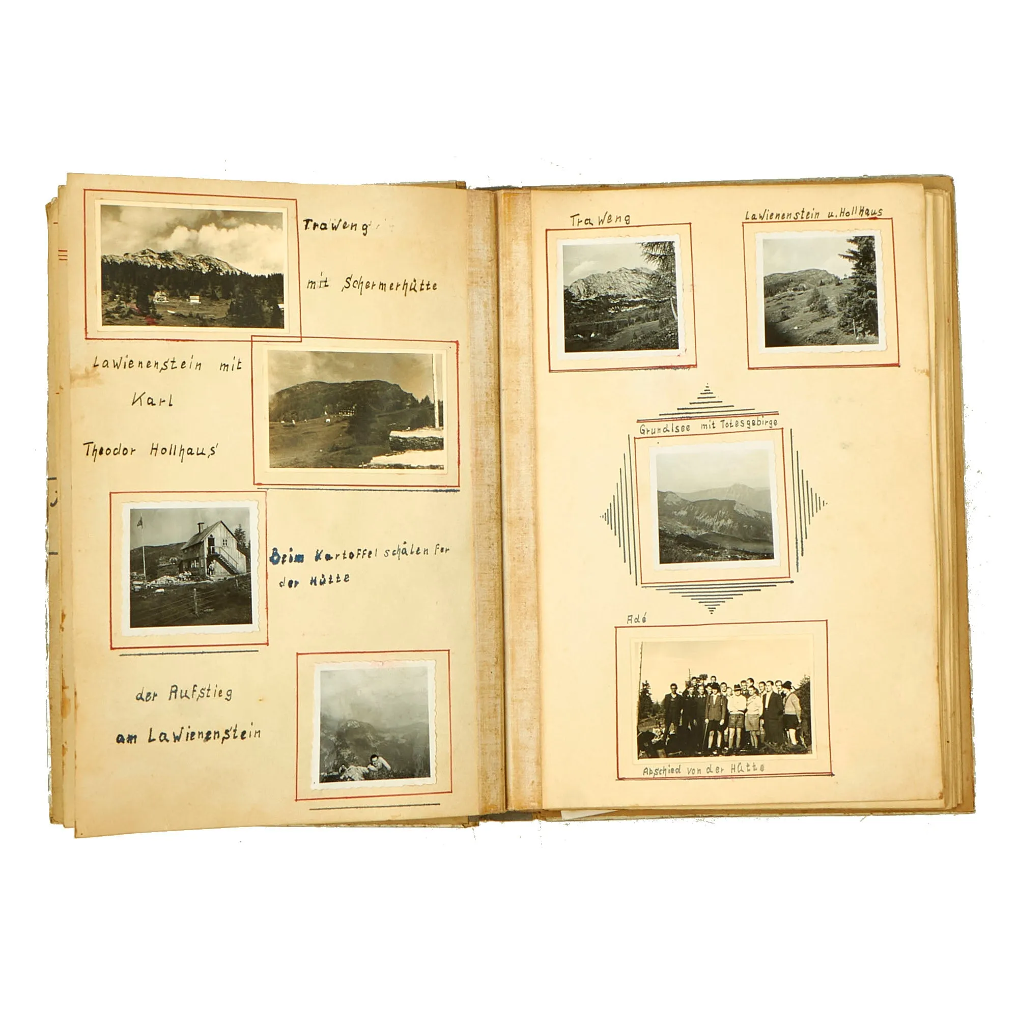 Original German WWII Luftwaffe Metal Reinforced Personal Photo Album with Captions, Dates & Drawings - 160 Pictures